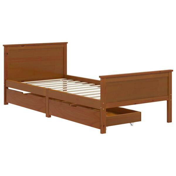 vidaXL Bedframe met 2 lades massief grenenhout honingbruin 90x200 cm