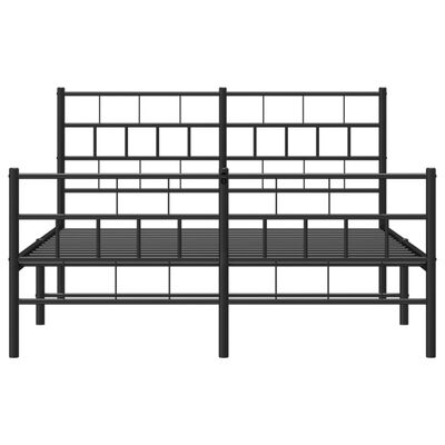 vidaXL Bedframe met hoofd- en voeteneinde metaal zwart 135x190 cm