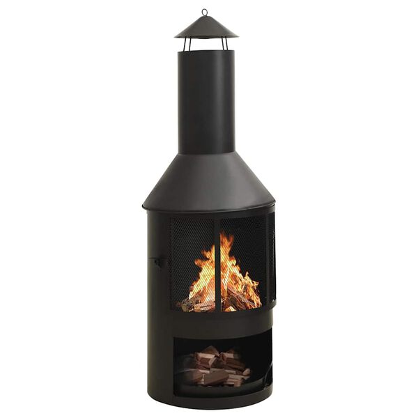 vidaXL Tuinkachel met rooster en pook 47x47x135,7 cm staal