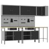 vidaXL Werkkast set met lade met plank met slot 10 pcs Zwart en Grijs
