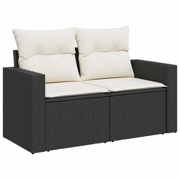 vidaXL Tuinbankenset 13 pcs Zwart poly rattan