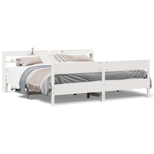 vidaXL Bedframe zonder matras massief grenenhout wit 200x200 cm