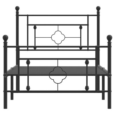 vidaXL Bedframe met hoofd- en voeteneinde metaal zwart 90x200 cm