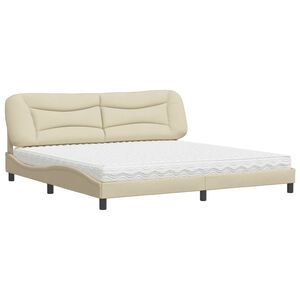 vidaXL Bed met matras "Hvar" stof cr&egrave;mekleurig 200x200 cm
