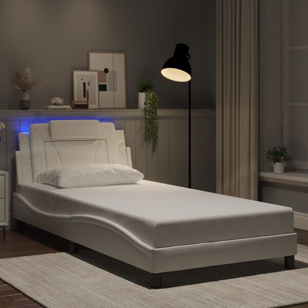 vidaXL Bedframe "Viana" met LED zonder matras wit 100x200 cm