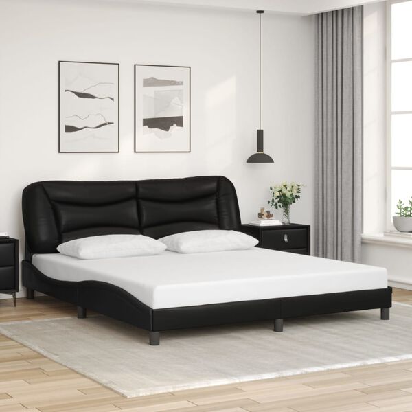 vidaXL Bedframe zonder matras "Hvar" kunstleer zwart 180x200 cm