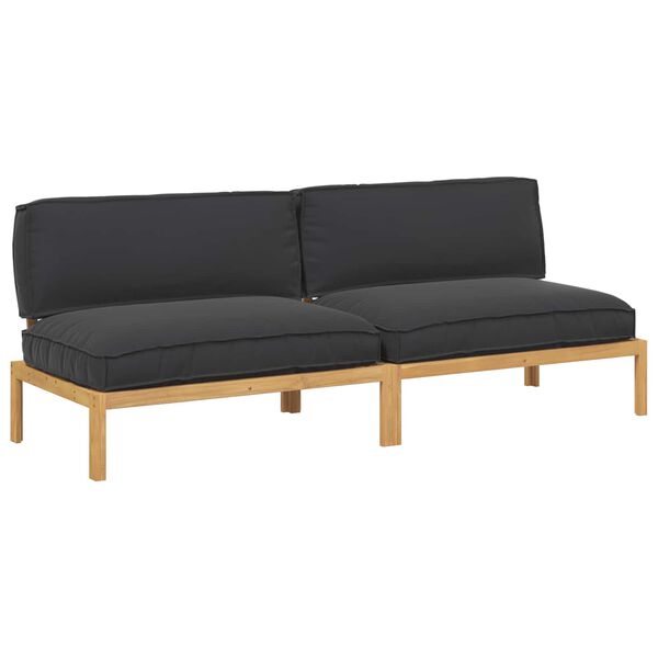 vidaXL Bankstel met kussen Zwart 240 x 80 x 69 cm Massief Acaciahout