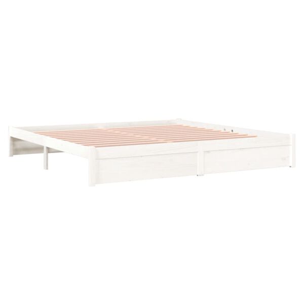 vidaXL Bedframe massief hout wit 200x200 cm