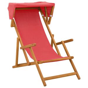 vidaXL Ligstoel 3 Positie massief eucalyptushout Rood