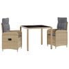 vidaXL Buiten eettafelset 3 pcs Beige en Licht Grijs 90 x 90 x 75 cm