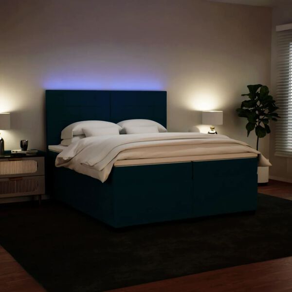 vidaXL Boxspring met matras fluweel blauw 200x200 cm