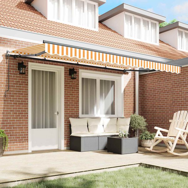 vidaXL Inklapbaar Zonnescherm Geel en Wit 350 x 200 cm