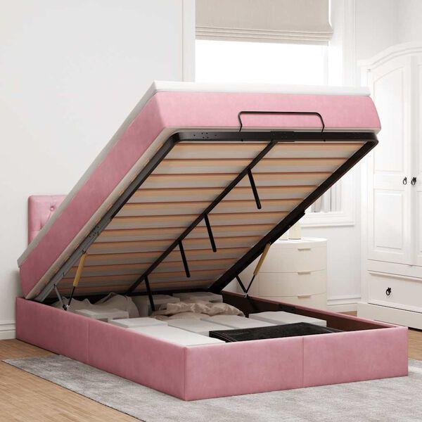 vidaXL Ottoman bed met matras 120x200cm fluweel roze