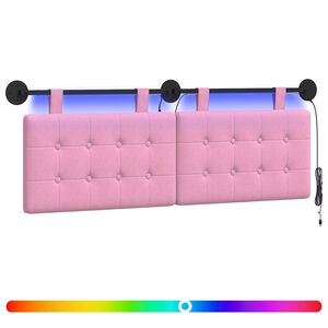 vidaXL Hangend hoofdbord Met LED-verlichting Roze Stof