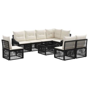 vidaXL Tuinbankenset 9 st Zwart poly rattan