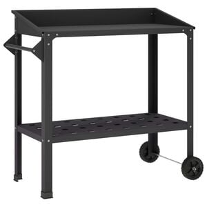 vidaXL Pottafel met Wielen 96 x 50 x 89 cm Koudgewalst staal Zwart