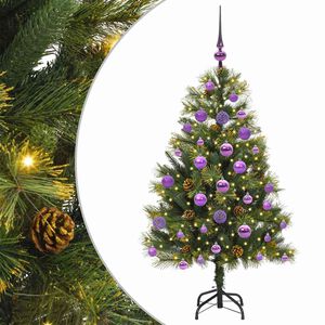 vidaXL Kunstmatige Scharnier Kerstboom met Cones Groen 120 cm