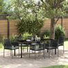 vidaXL Tuin eettafelset 7 pcs Zwart PE Rattan