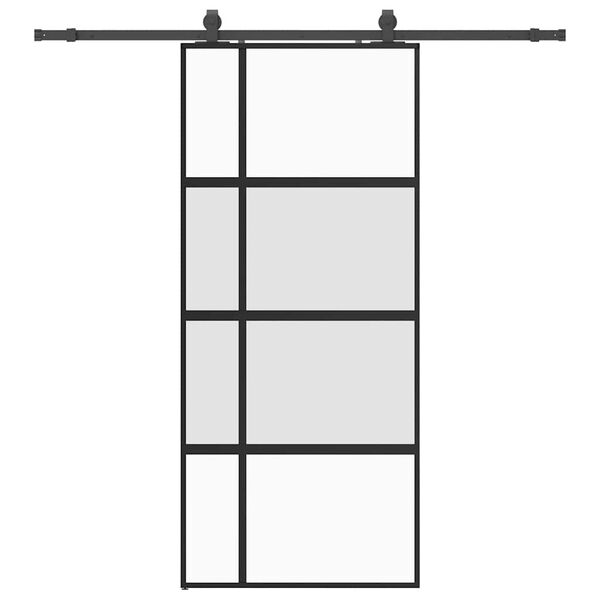 vidaXL Schuifdeur met beslagset 90x205 cm gehard glas zwart