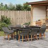 vidaXL Tuin Eetset met kussen 9 pcs Grijs poly rattan