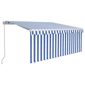 vidaXL Luifel handmatig uittrekbaar rolgordijn LED 3x2,5 m blauw wit