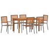 vidaXL Tuin eettafelset 7 pcs Grijs Massief Acaciahout