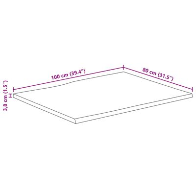 vidaXL Tafelblad met natuurlijke rand 100x80x3,8 cm massief mangohout