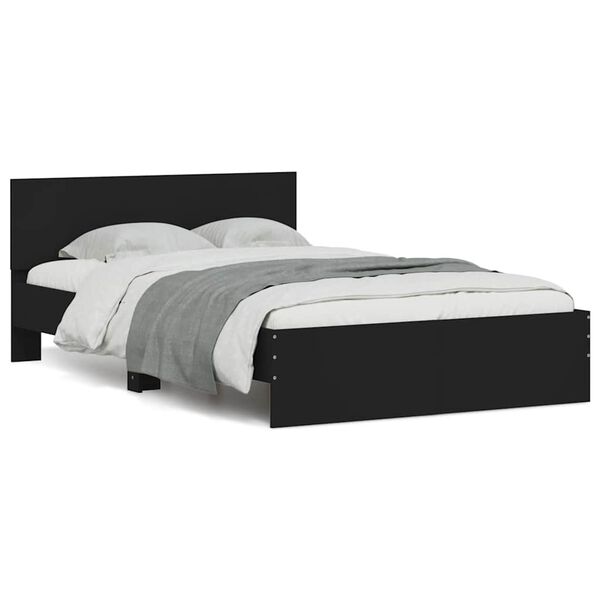 vidaXL Bedframe met hoofdeinde en LED zwart 140x190 cm