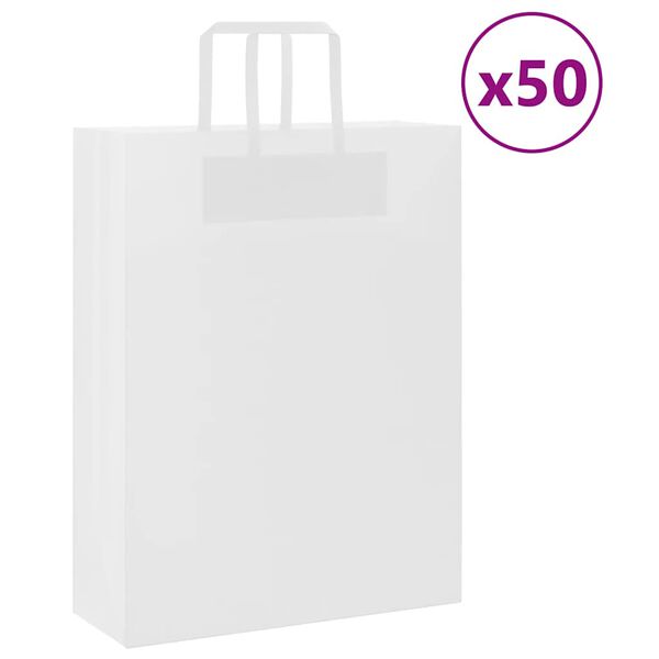 vidaXL Papieren zakken 50 st met hengsels 32x12x42 cm wit