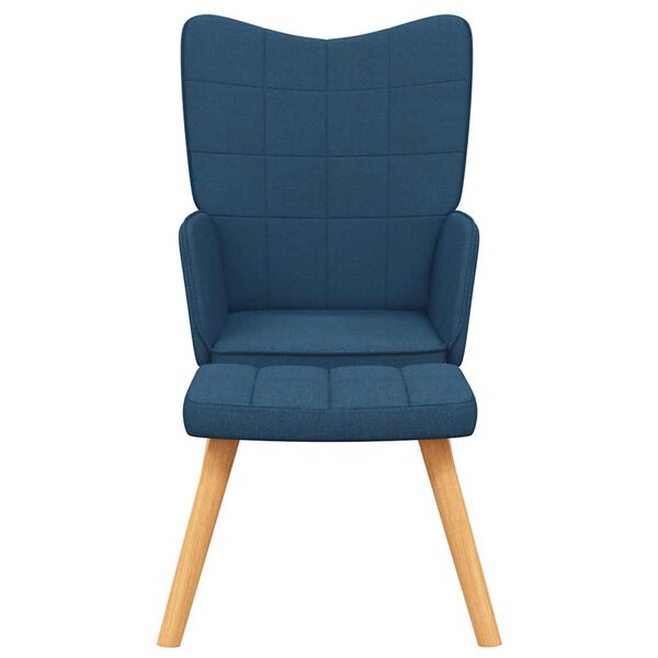 vidaXL Relaxstoel met voetenbank stof blauw