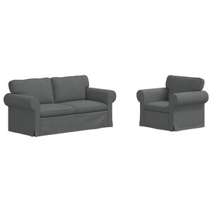 vidaXL Bankstel 2 pcs Donkergrijs 175 x 82 x 80 cm Stof