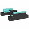 vidaXL Tuin Sofa Set 7 st 6-Aantal zitplaatsen Zwart en Turquoise