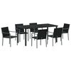 vidaXL Tuin eettafelset 7 st Zwart en Grijs PE Rattan