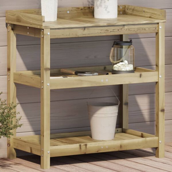 vidaXL Oppottafel met schappen 82,5x45x86,5 cm ge&iuml;mpregneerd hout