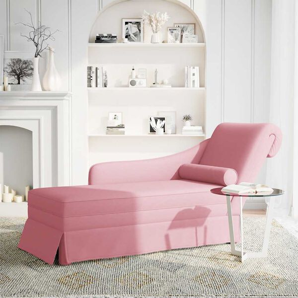 vidaXL Chaise longue met bolster en rechterarmleuning fluweel roze