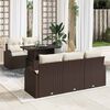 vidaXL Tuin Sofa Set met kussen met kussen 6 pcs Bruin Poly Rattan