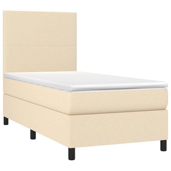 vidaXL Boxspring met matras stof cr&egrave;mekleurig 90x190 cm