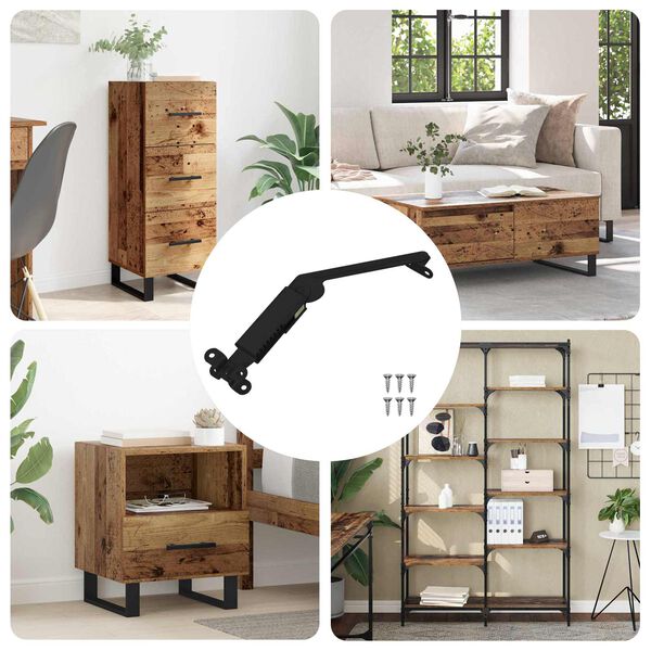 vidaXL Deksel ondersteunend scharnier 12 pcs Zwart 192 x 32 x 50 mm