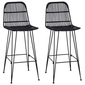 vidaXL Barkruk 2 st Zwart 44 x 55 x 109 cm Rattan en staal