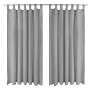 vidaXL Micro-satijnen gordijnen met lussen 140x225 cm grijs 2 st