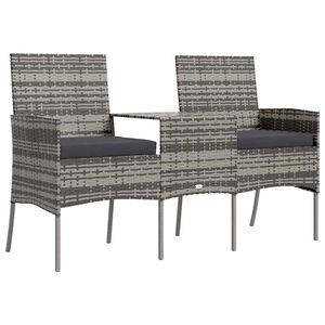 vidaXL Tuinbank 2-zits met tafeltje poly rattan antracietkleurig