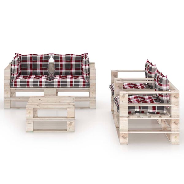 vidaXL 5-delige Loungeset met kussens pallet grenenhout