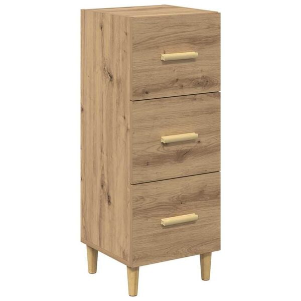 vidaXL Dressoir artisanaal eikenkleurig 34.5 x 34 x 90 cm Bewerkt hout
