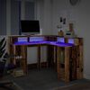 vidaXL Bureau met LED-verlichting 130x130x91 cm bewerkt hout oud hout