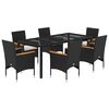 vidaXL 7-delige Tuinset met kussens poly rattan en acaciahout zwart
