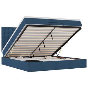 vidaXL Ottoman bed met matras 160x200cm stof blauw