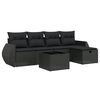 vidaXL 6-delige Loungeset met kussens poly rattan zwart