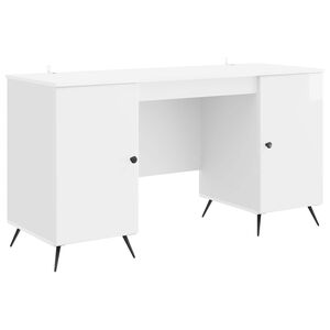 vidaXL Bureau Hoogglans Wit 142,5 x 50 x 75 cm Bewerkt hout
