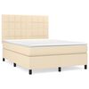 vidaXL Boxspring met matras stof cr&egrave;mekleurig 140x200 cm