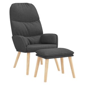 vidaXL Relaxstoel met voetenbank stof donkergrijs